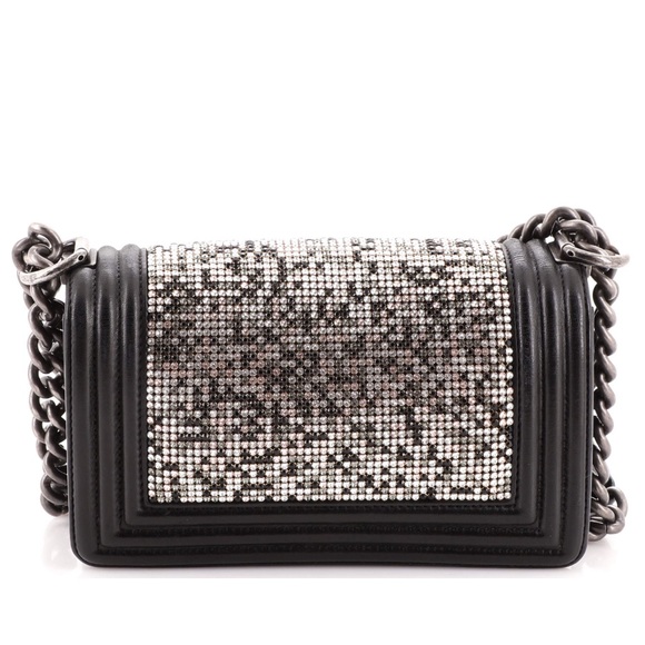 CHANEL Small Embellished Swarovski Crystal and Black Leather Boy Bag - Picture 8 of 11
